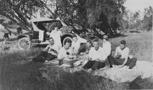 Camping/picnicking at Toogoolawah headwaters of the Brisbane River, 1928. Creator: Isabel Edith Doris Francis