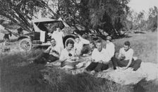 Camping/picnicking at Toogoolawah headwaters of the Brisbane River, 1928. Creator: Isabel Edith Doris Francis