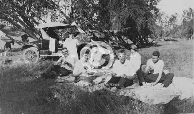 Camping/picnicking at Toogoolawah headwaters of the Brisbane River, 1928. Creator: Isabel Edith Doris Francis.