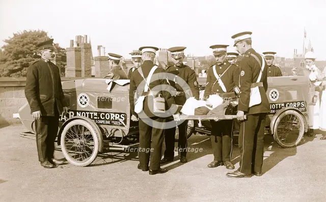 Campion Brothers motorcycle ambulances, Nottingham, Nottinghamshire, c1916. Creator: Unknown.