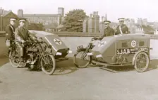 Campion Brothers motorcycle ambulances, Nottingham, Nottinghamshire, c1916. Creator: Unknown