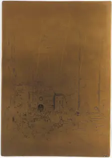Cancelled Printing Plate for The Piazzetta, 1879-1880. Creator: James Abbott McNeill Whistler