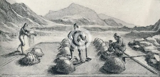 'Cancha De Beneficiar, or Mode of Amalgamation of Gold and Silver', c1826, (1911). Artist: Unknown.