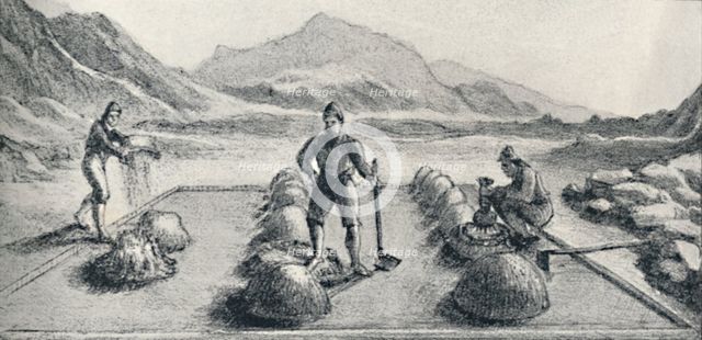 'Cancha De Beneficiar, or Mode of Amalgamation of Gold and Silver', c1826, (1911). Artist: Unknown.