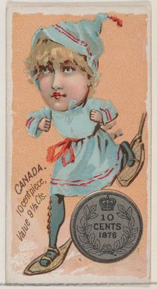 Canada, 10 Cent Piece, from the series Coins of All Nations (N72, variation 2) for Duke br..., 1889. Creator: Unknown