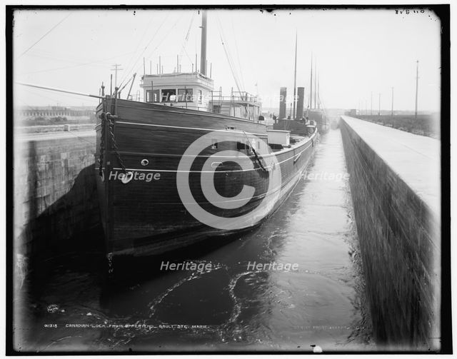 Canadian lock from upper end, Sault Ste. Marie, between 1890 and 1899. Creator: Unknown.