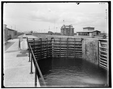 Canadian lock, lower end, Sault Ste. Marie, c1899. Creator: Unknown