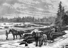 Canadian loggers, 19th century.Artist: Taylor