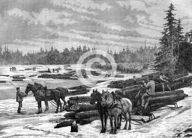 Canadian loggers, 19th century.Artist: Taylor