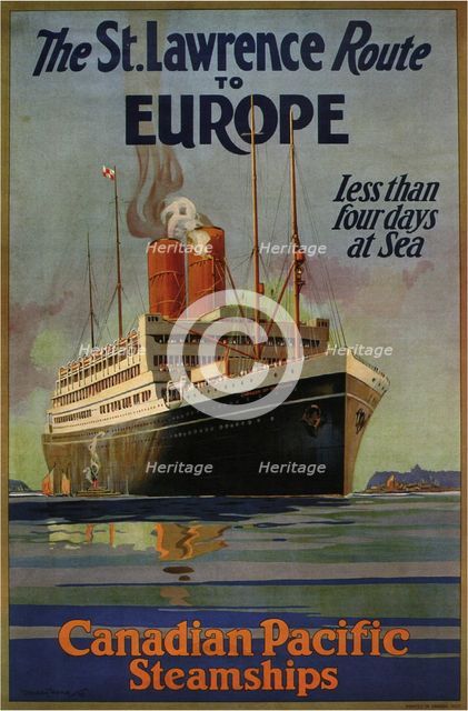 Canadian Pacific St. Lawrence Route To Europe, 1925. Artist: Ward, William Dudley Burnett, the Younger (1879-1935)