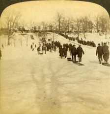 Canadian winter sports - tobogganing 1905. Creator: Underwood & Underwood