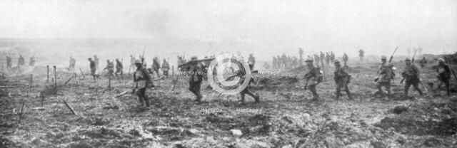 Canadian troops in no man's land, Vimy, France, First World War, 9 April 1917. Artist: Unknown