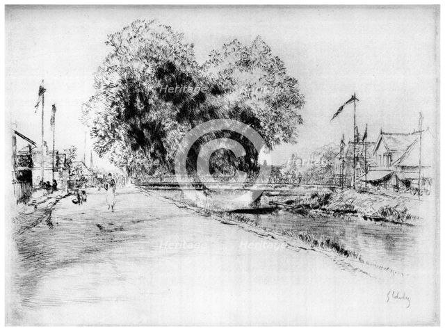 'Canal a Troyes', c1880-1930 (1924). Artist: Gustave Leheutre