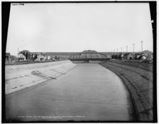 Canal and power house, Michigan Lake Superior Power Co., Sault Ste. Marie, Mich., (1902?). Creator: William H. Jackson