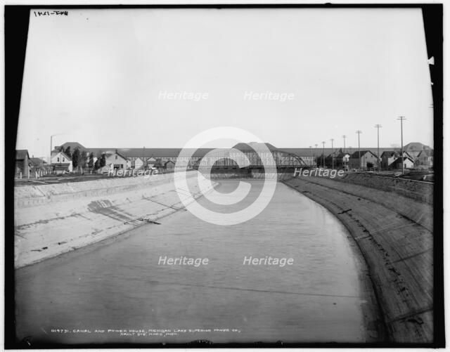 Canal and power house, Michigan Lake Superior Power Co., Sault Ste. Marie, Mich., (1902?). Creator: William H. Jackson.
