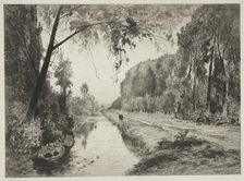Canal at Pont Sainte-Maxence, c. 1878. Creator: Maxime Lalanne (French, 1827-1886)