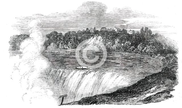 Canal-Boat at "The Horseshoe Fall", Niagara, 1850. Creator: Unknown.