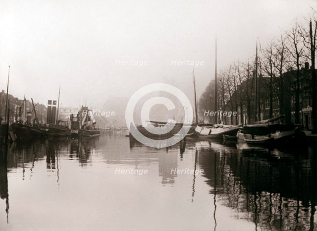 Canal boats, Dordrecht, Netherlands, 1898.Artist: James Batkin