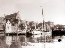 Canal boats, Dordrecht, Netherlands, 1898. Artist: James Batkin