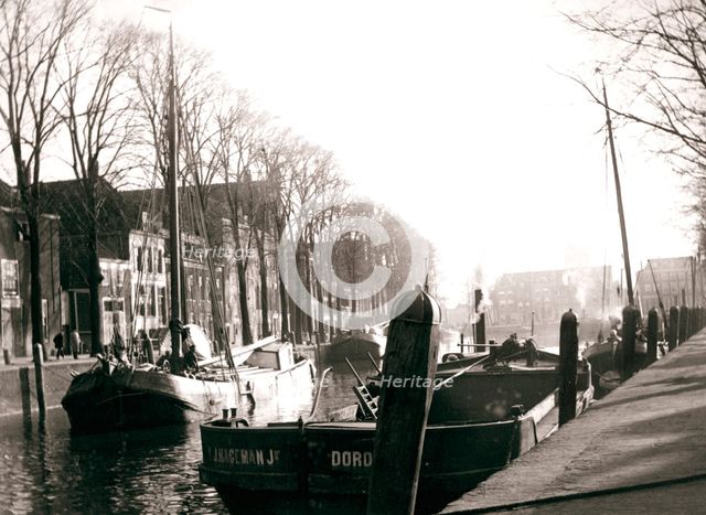 Canal boats, Dordrecht, Netherlands, 1898.Artist: James Batkin