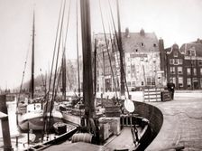 Canal boats, Rotterdam, 1898.Artist: James Batkin