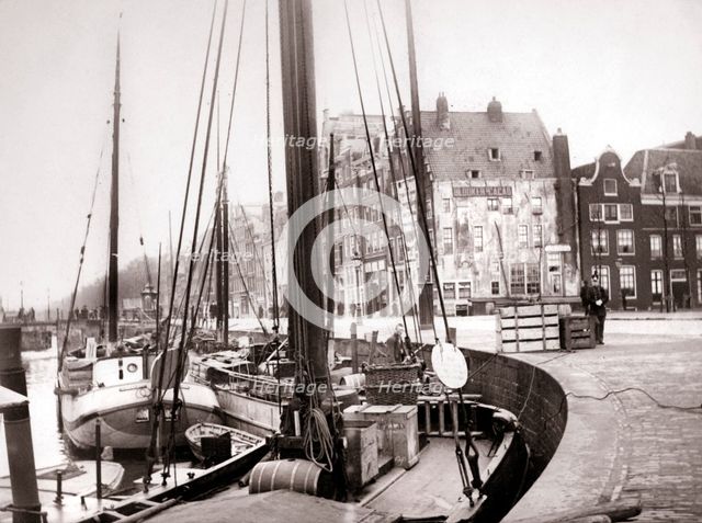 Canal boats, Rotterdam, 1898.Artist: James Batkin