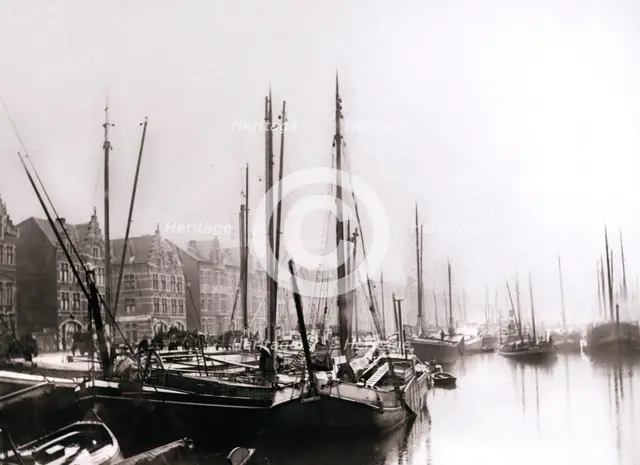 Canal boats, Rotterdam, 1898.Artist: James Batkin