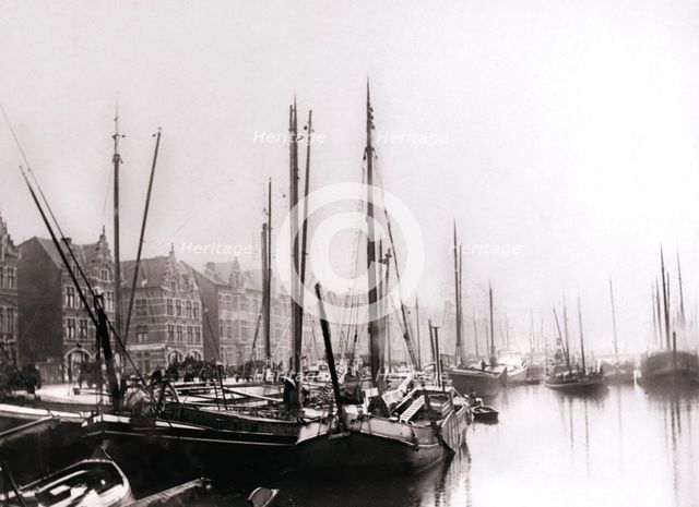 Canal boats, Rotterdam, 1898.Artist: James Batkin