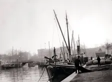 Canal boats, Rotterdam, 1898.Artist: James Batkin