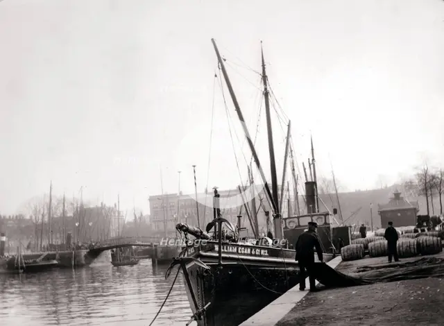 Canal boats, Rotterdam, 1898.Artist: James Batkin