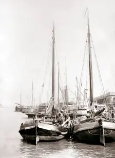 Canal boats, Rotterdam, 1898.Artist: James Batkin
