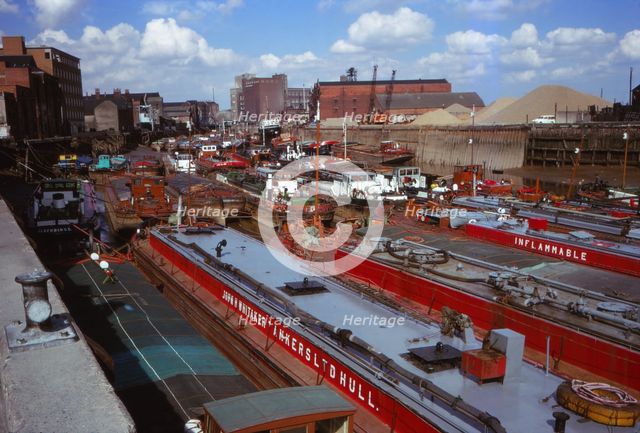 Canal Barges at Hull docks, Yorkshire, 20th century.  Artist: CM Dixon.