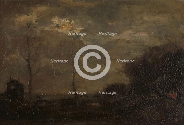 Canal by moonlight, 1882.  Creator: Jacob Henricus Maris.