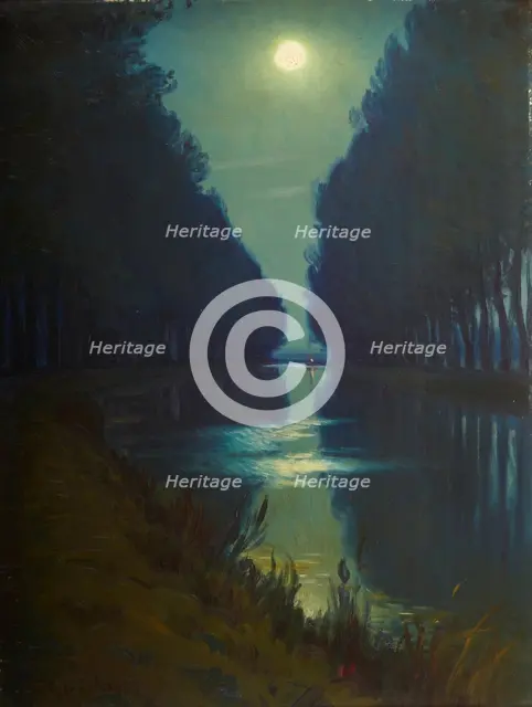 Canal de Chelles (Clair de Lune), 2nd half of 19th century. Creator: Charles Guilloux.