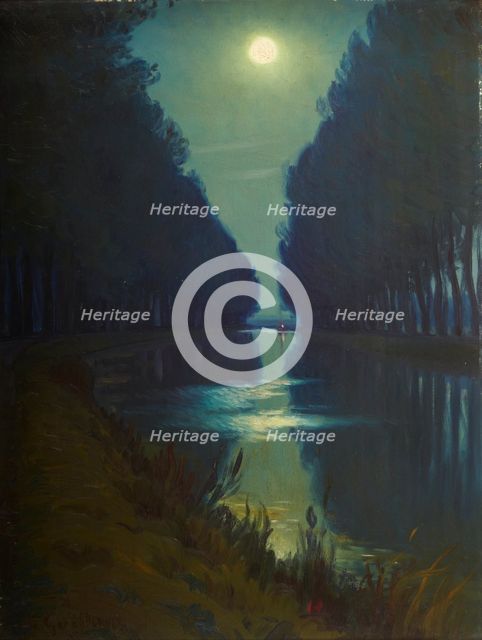 Canal de Chelles (Clair de Lune), 2nd half of 19th century. Creator: Charles Guilloux.
