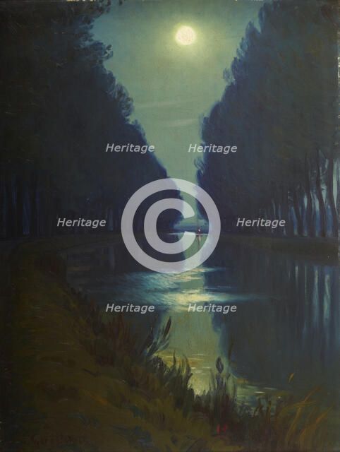 Canal de Chelles (Clair de Lune), 2nd half of 19th century. Creator: Charles Guilloux.