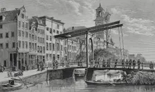 Canal Houtgracht with drawbridge, Amsterdam, Netherlands, 1883. Creator: Tomás Carlos Capuz