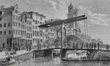 Canal Houtgracht with drawbridge, Amsterdam, Netherlands, 1883. Creator: Tomás Carlos Capuz