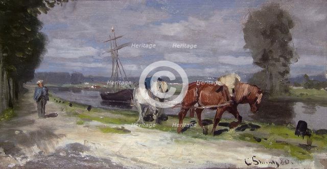 Canal in northern France, 1880. Creator: Christian Skredsvig.