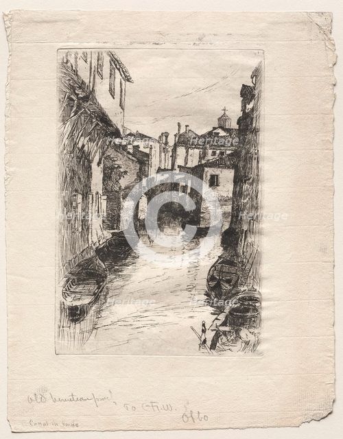 Canal in Venice, 1880. Creator: Otto H. Bacher (American, 1856-1909).