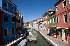 Canal on the island of Burano, Venice, Italy. Creator: Samuel Magal