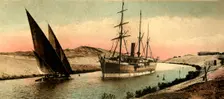 Canal of Suez - The curve of el-Guersh c1918-c1939. Creator: Unknown