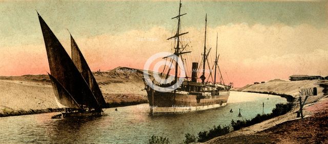 'Canal of Suez - The curve of el-Guersh', c1918-c1939. Creator: Unknown.