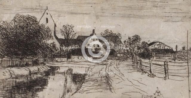Canal, Munich, 1883. Creator: Lewis Henry Meakin.