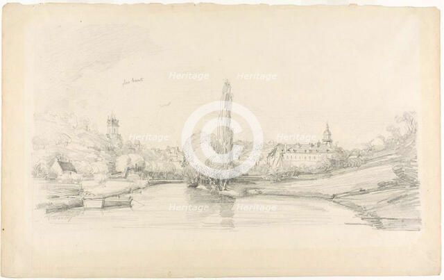 Canal Scene Near Brussels, 1870/73. Creator: Eugene Louis Boudin.