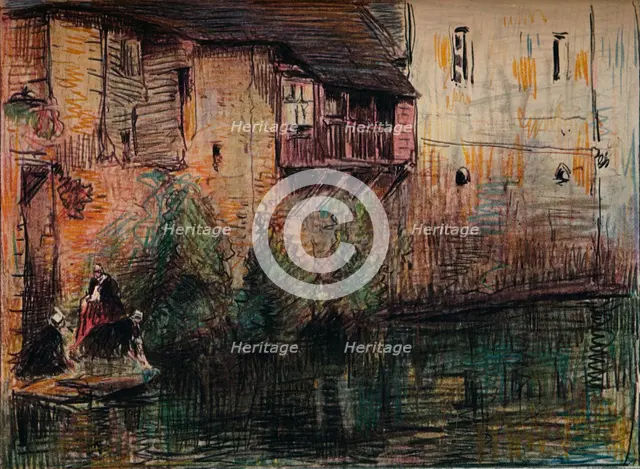 'Canal Scene, Quimperle', c1907.  Artist: William Henry Charlton.