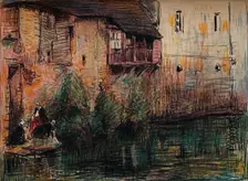 Canal Scene, Quimperle c1907. Artist: William Henry Charlton