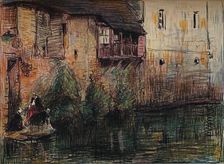 Canal Scene, Quimperle c1907. Artist: William Henry Charlton