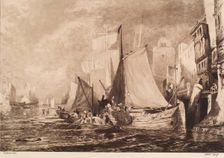 Canal Scene with Shipping, (c1820s), c1880s. Creator: William Brassey Hole
