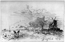 Canal pres Rotterdam (Canal Near Rotterdam) c1830-1890 (1924). Artist: Johan Barthold Jongkind